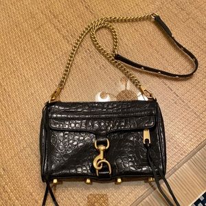 Rebecca Minkoff Purse Black Leather w Gold